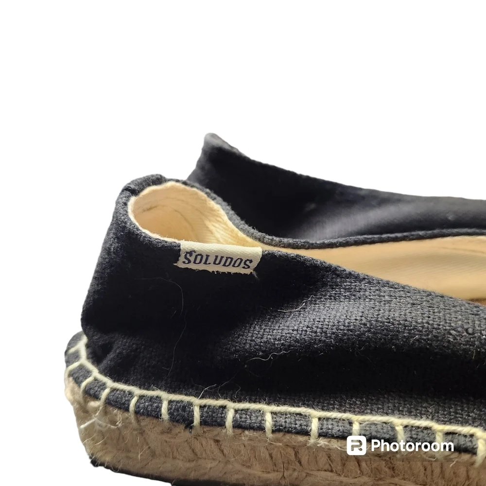 Soludos Platform Smoking Slipper Black Sz. 8 ESPADRILLES